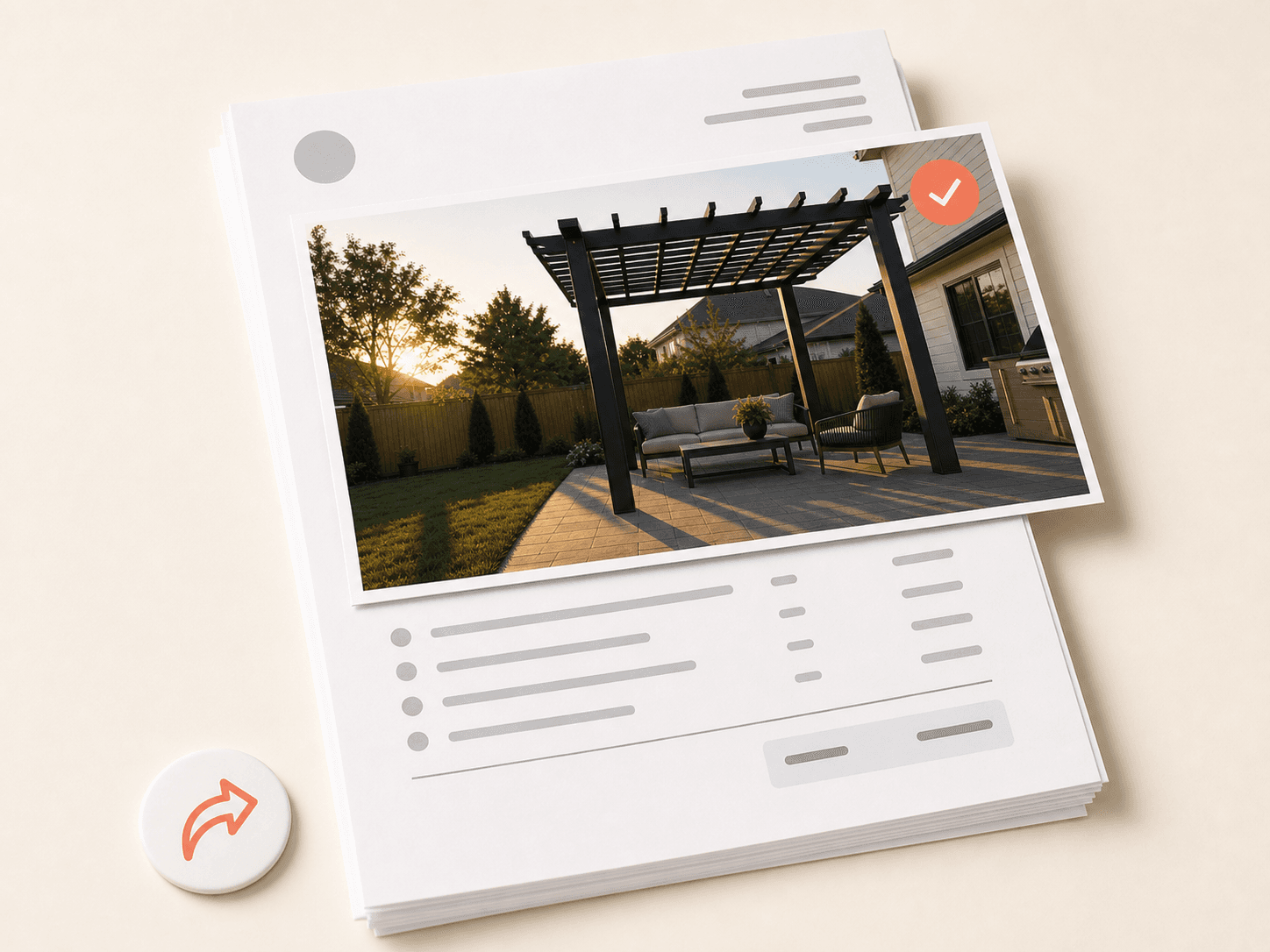 Pergola render placed into a clean quote document